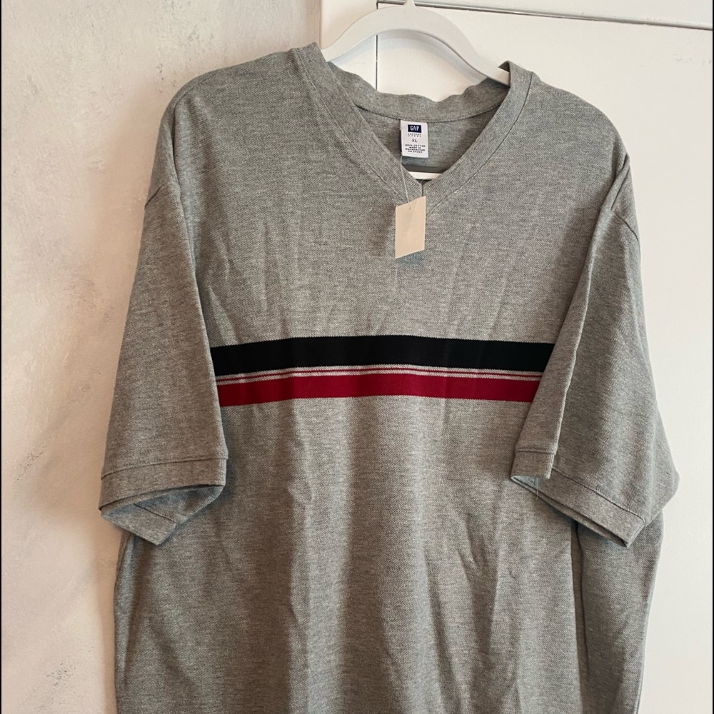 New Mens Gap Factory Store grey vneck polo (xl)